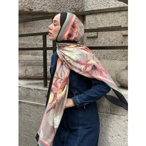 Margarit Desen Bambu Şal - Siyah-Mavi