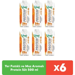 Yer Fıstıklı ve Muz Aromalı Protein Süt 500 ml x 6 Adet