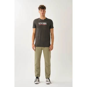 Oversize Bisiklet Yaka Baskılı T-Shirt