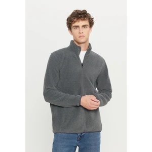 Altınyıldız Classics Erkek Antrasit-melanj Anti-pilling Tüylenme Yapmayan Standart Fit Dik Yaka Sweatshirt Polar Ceket