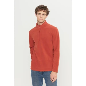 Altınyıldız Classics Erkek Açık Kahve Anti-Pilling Tüylenme Yapmayan Standart Fit Dik Yaka Polar Sweatshirt