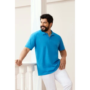 ALTINYILDIZ CLASSICS Erkek Turkuaz %100 Pamuk Kıvrılmaz Polo Yaka Slim Fit Dar Kesim Tişört