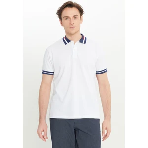 Altınyıldız Classics Erkek Beyaz Slim Fit Dar Kesim %100 Pamuk Kıvrılmaz Polo Yaka Tişört