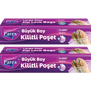 Kilitli Buzdolabı Poşet Büyük Boy 12'li 26 x 28 Cm İkili Set