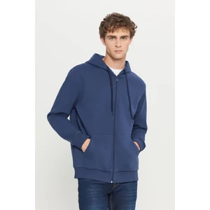 Altınyıldız Classics Erkek Lacivert Standart Fit Normal Kesim Içi Polarlı 3 Iplik Kapüşonlu Fermuarlı Sweatshirt Ceket
