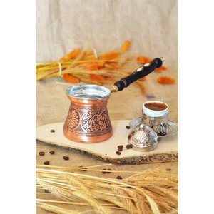 Bakır Concept Bakır Cezve Sedef Kulplu Oyma Nakış İşleme Bakır Renk 5 Kişilik