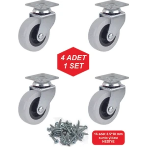 4 Lü Set Döner Tablalı 50'lik Bilyalı Masa Dolap Sehpa Mobilya Tekeri