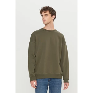 Altınyıldız Classics Erkek Haki Oversize Fit Bol Kesim Pamuklu Içi Polarlı 3 Iplik Bisiklet Yaka Sweatshirt