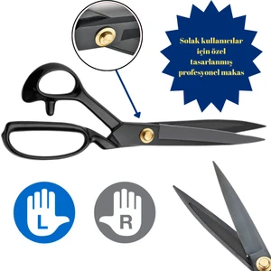 Solak Kumaş Kesim Makası – PIN-1104 / 26 cm Siyah Saplı Somunlu