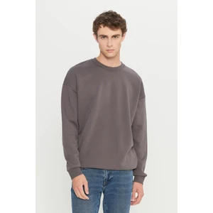 Altınyıldız Classics Erkek Koyu Gri Oversize Fit Bol Kesim Pamuklu Içi Polarlı 3 Iplik Bisiklet Yaka Sweatshirt