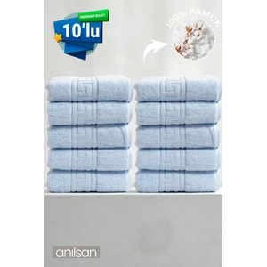 10'lu Mavi Greek El Havlusu - 50x90 Cm, 225gr, %100 Pamuk, Spa Ve Otel Havlusu, Günlük Kullanıma Uygun