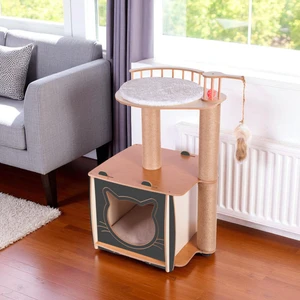 Pati Homes Pro Köşk Kedi Evi Tırmalamalı Gri