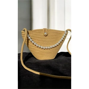 Ende Bag Kadın Kahverengi Incili Tasarım Omuz Çantası