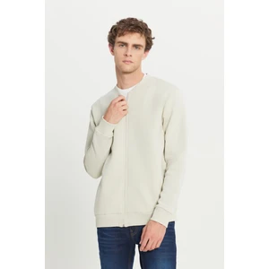 Altınyıldız Classics Erkek Bej Standart Fit Normal Kesim Içi Polarlı 3 Iplik Kolej Yaka Pamuklu Sweatshirt Ceket