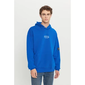 Altınyıldız Classics Erkek Mavi Oversize Fit Bol Kesim Kapüşonlu Içi Polarlı 3 Iplik Pamuklu Sweatshirt
