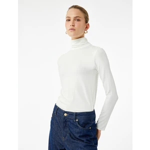 Slim Fit Viskon Kumaş Uzun Kollu Balıkçı Yaka Tişört