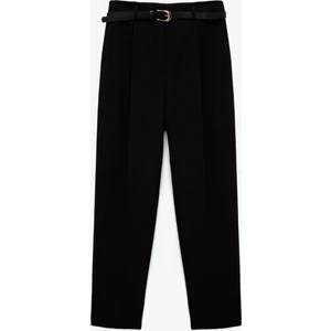 Slim Fit Yüksek Bel Kemerli Cigarette Kumaş Pantolon