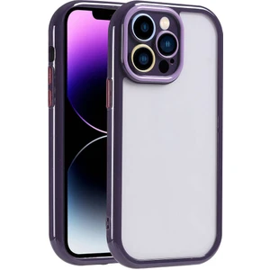 Apple iPhone 14 Pro Max Kılıf Kamera Korumalı Renkli Kenar ve Çerçeve Tasarımlı Zıvo Vitamin Kapak-Derin Mor