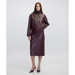 Triko Mix Deri Görünümlü Etek IW6250004073035