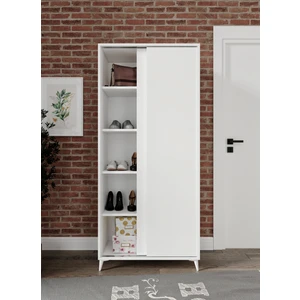 Sürgülü Çok Amaçlı Ayakkabı Dolabı, Ayakkabılık Beyaz - Tamamı Mdf