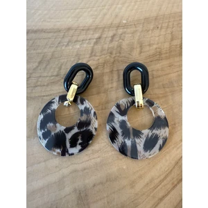 Leopar Desenli Sallantılı Küpe