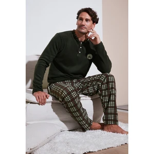 Regular Fit Bisiklet Yaka Kışlık Yumuşak Dokulu Polar Pijama Takımı Erkek Pijama Takımı 6096100