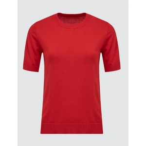 Jimmy Key Kırmızı Yuvarlak Yaka Kısa Kollu Triko Kazak