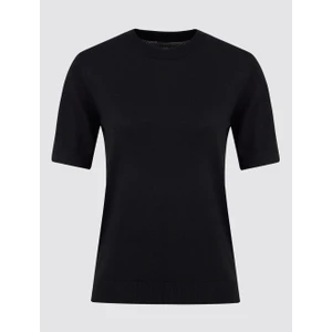 Jimmy Key Siyah Yuvarlak Yaka Kısa Kollu Triko Kazak