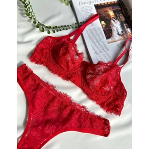 Kadın Kırmızı Dantel Iç Çamaşır Takımı