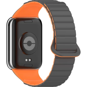 Xiaomi Redmi Watch 4 Uyumlu Mıknatıslı Silikon KORDON-105 Gri-Turuncu