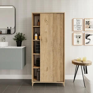 Sürgülü Çok Amaçlı Banyo Dolabı Meşe - Tamamı  Mdf