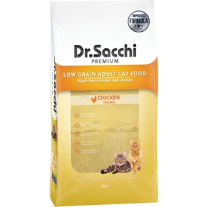Dr. Sacchi Premium Düşük Tahıllı Tavuklu Yetişkin Kedi Maması 10 kg