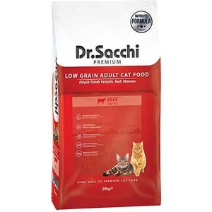 Dr. Sacchi Premium Düşük Tahıllı Sığır Etli Yetişkin Kedi Maması 10 kg