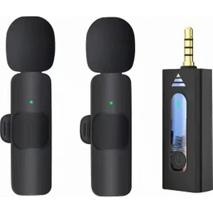 2 Li Yaka Mikrofonu 3.5 mm Jack Uyumlu Kablosuz Mikrofon
