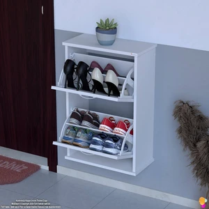 Modilayn UMAY Asma Kapı Önü 52x 78 x26 cm’lik 2 Düşer Kapak 4 Göz Bölmeli Ayakkabılık