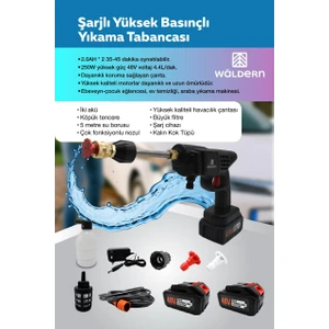  Waldern Araba Bahçe Sulama Şarjlı Yüksek Basınçlı Yıkama Tabancası Makine