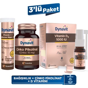 C Vitamini Sambucus Nigra & Çinko Pikolinat 15mg & Vitamin D3 1000 IU - 3'lü Bağışıklık Paketi