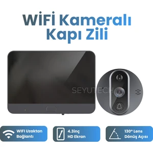 Wifi Kameralı Kapı Zili Akıllı Görüntü Uzaktan Kontrollü Kablosuz 1080P 130° Görüş Güvenlik Kamerası