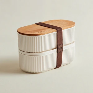 Madame Coco Magou 2'li Ahşap Kapaklı Lunch Box - 2x1000 ml