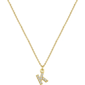 Harf Kolye Taşlı K Harf Gümüş Kolye