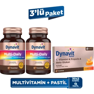 Multi-Daily 30 Kapsül x2 & C Vitamini Propolis 16 Pastil & Beta Glukan 16 Pastil - 4 Mevsim Paketi