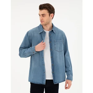 Pierre Cardin Erkek Mavi Comfort Fit Uzun Kollu Jean Gömlek 50292072-VR036