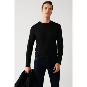 Erkek Siyah Modal T-shirt Ultrasoft Bisiklet Yaka Düz Uzun Kol B001076