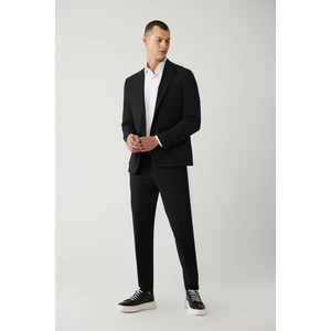 Erkek Siyah Slim Fit Yandan Cepli Su Itici Bi Stretch Kumaş Lightweight Takım Elbise Pantolonu A41y3