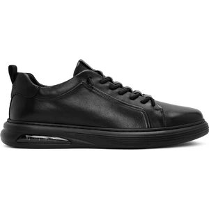 Erkek Siyah Bağcıklı Deri Sneaker 25WFD690518