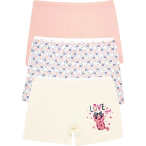 Kız Çocuk Boxer 3'lü Baskılı (%96 Pamuk - %4 Elastan)