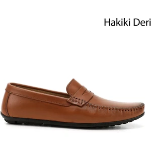 Hakiki Deri Yuvarlak Burun Loafer Günlük Erkek Ayakkabı 01004