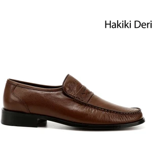 Hakiki Deri Yuvarlak Burun Kösele Taban Günlük Erkek Ayakkabı 01031