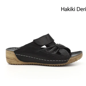 Hakiki Deri Dolgu Taban Kadın Terlik 42350