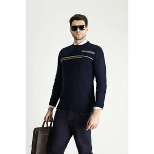 Bisiklet Yaka Regular Fit Desenli Triko Kazak